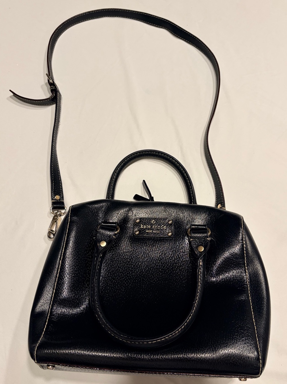 Kate Spade Wellesley Alessa Black Pebbled Leather Satchel Crossbody Bag